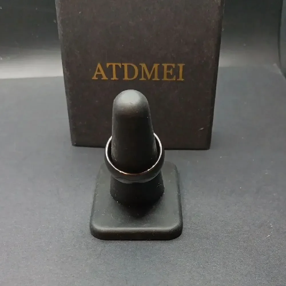 Atdmei Black Glossy Mens Ring 10mm Size 6.5 New With‎ Box